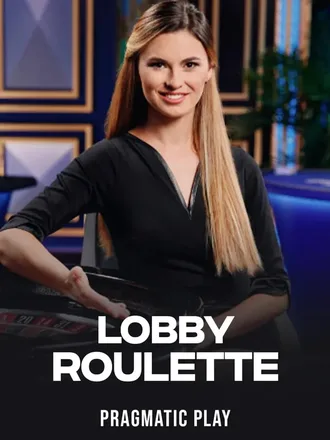 Une croupière aux longs cheveux blonds en tenue noire tient la table de Lobby Roulette, une roulette en direct de Pragmatic Play