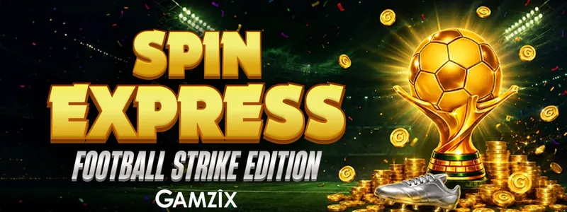 Logo Spin Express Football Strike Edition devant un trophée en forme de ballon doré