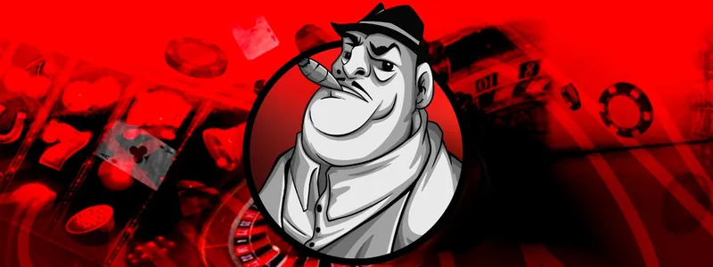 Le parrain FatBoss au cigare dans un médaillon, sur fond de casino rouge